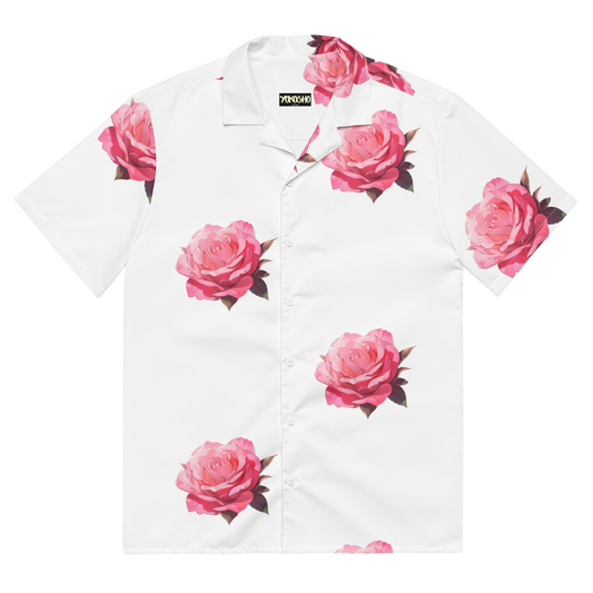 Pink Rose patten button shirt